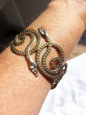 Gold & Jeweled Snake Cuff Bracelet